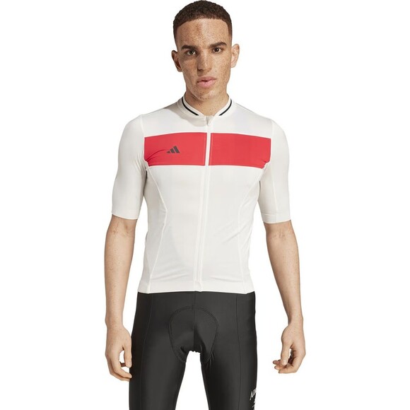 Adidas Heritage Tempo 3-Stripes Cycling Jersey Chalk White Red JF8470 Men's XL